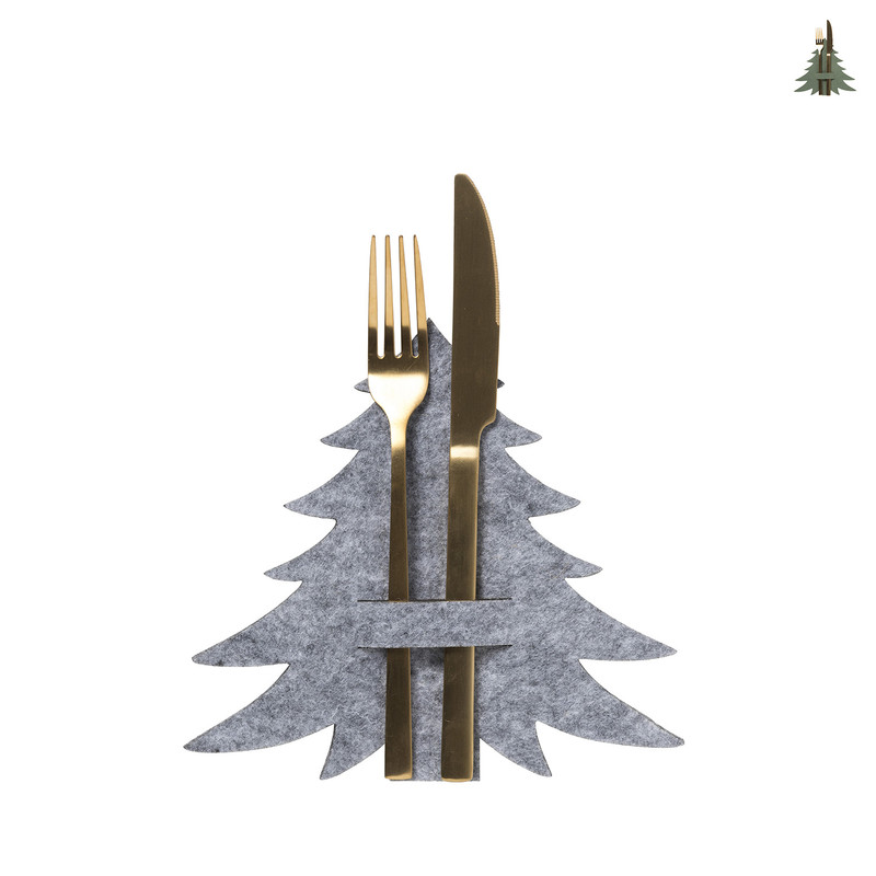 Bestekzakjes kerstboom - diverse kleuren - set van 4