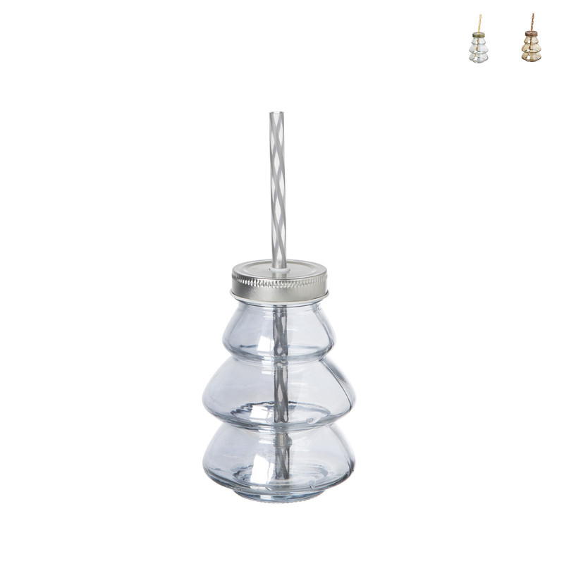 Drinkbeker kerstboom metallic - diverse kleuren - 240 ml