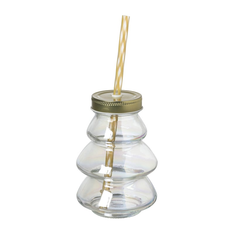 Drinkbeker kerstboom metallic - diverse kleuren - 240 ml