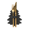 Bestekzakje kerstboom - grijs - set van 4