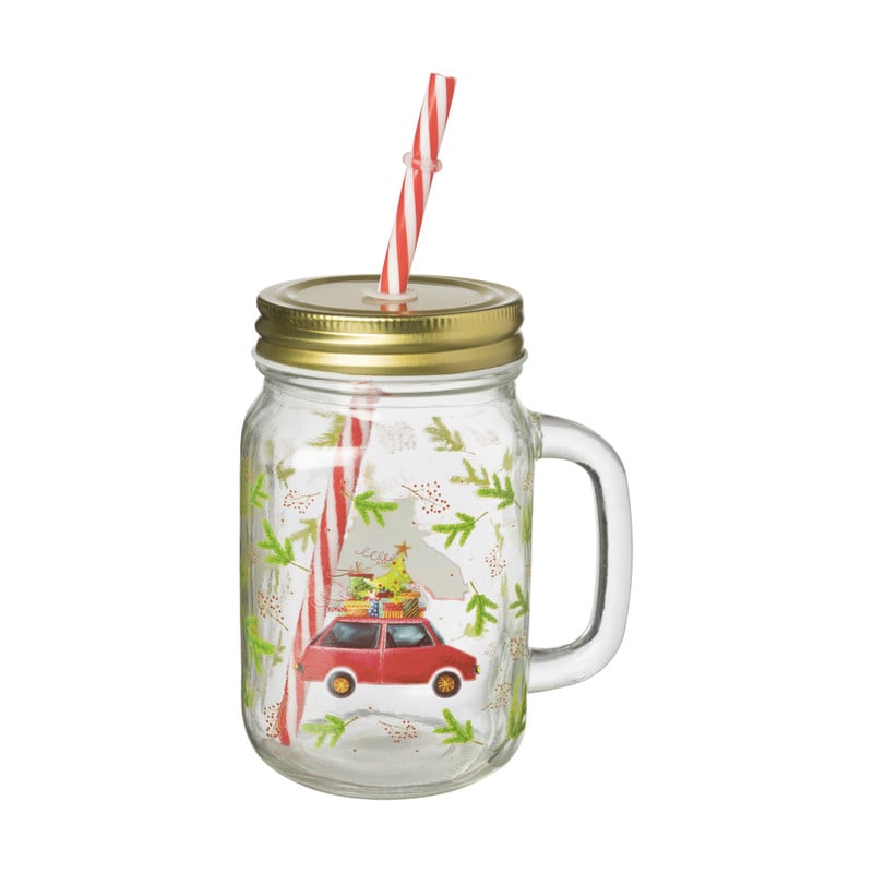 Mason jar retro auto - transparant - 450 ml