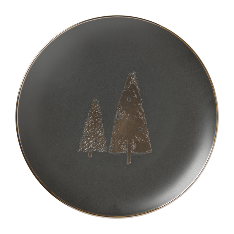 Dinerbord gouden kerstboom - zwart - ⌀26.5 cm