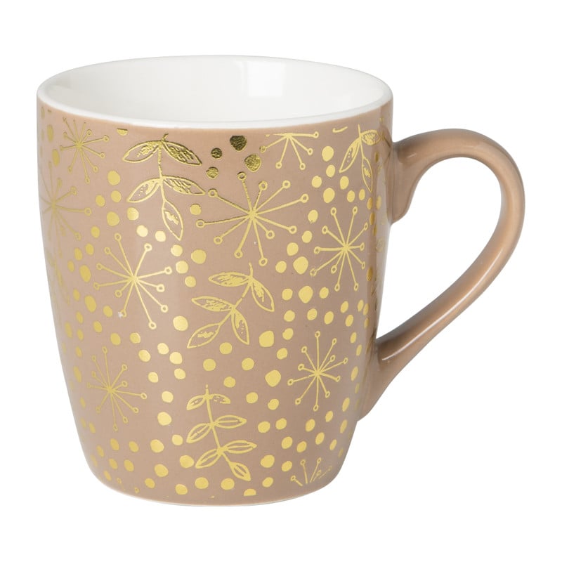 Mok met gouden print - bruin - 220 ml
