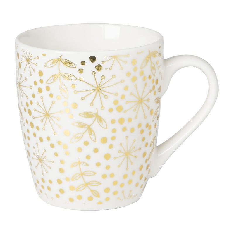 Mok met gouden print - wit - 220 ml