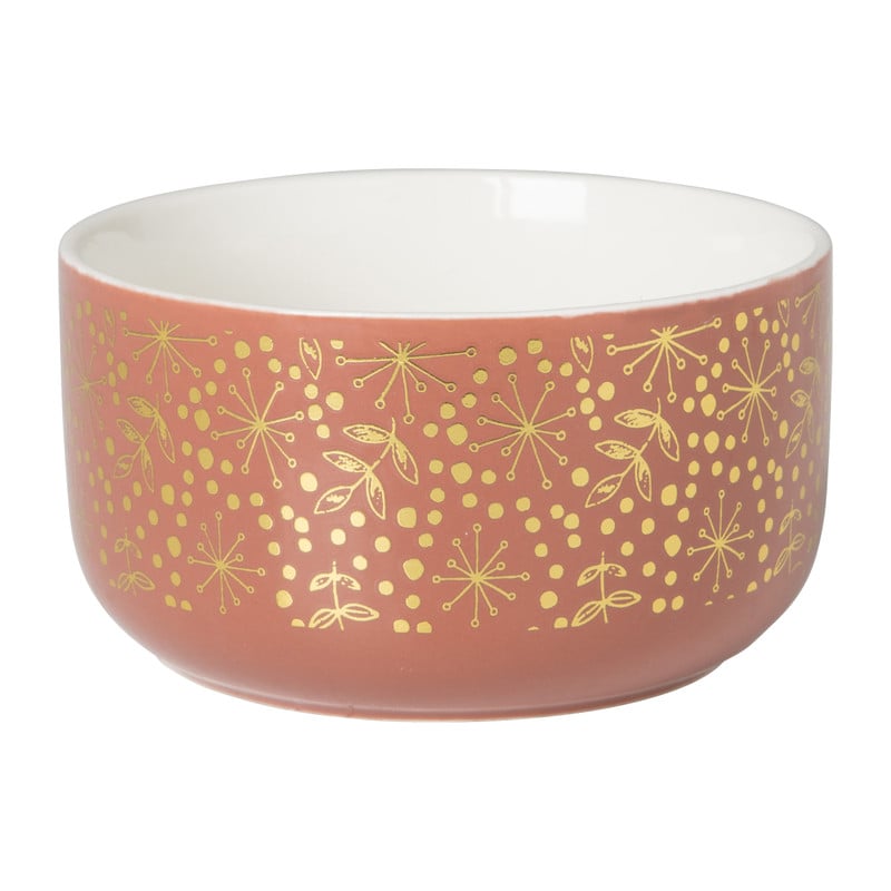 Schaaltje met gouden print - terra - ⌀11x6 cm 
