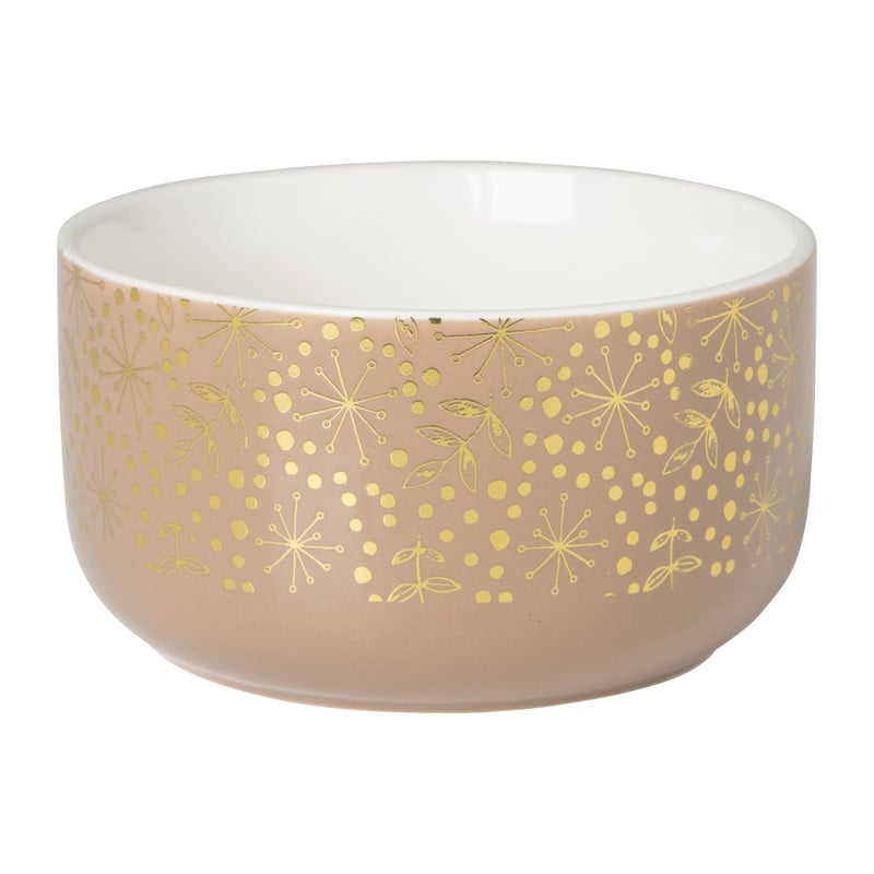 Schaaltje met gouden print - bruin - ⌀11x6 cm 