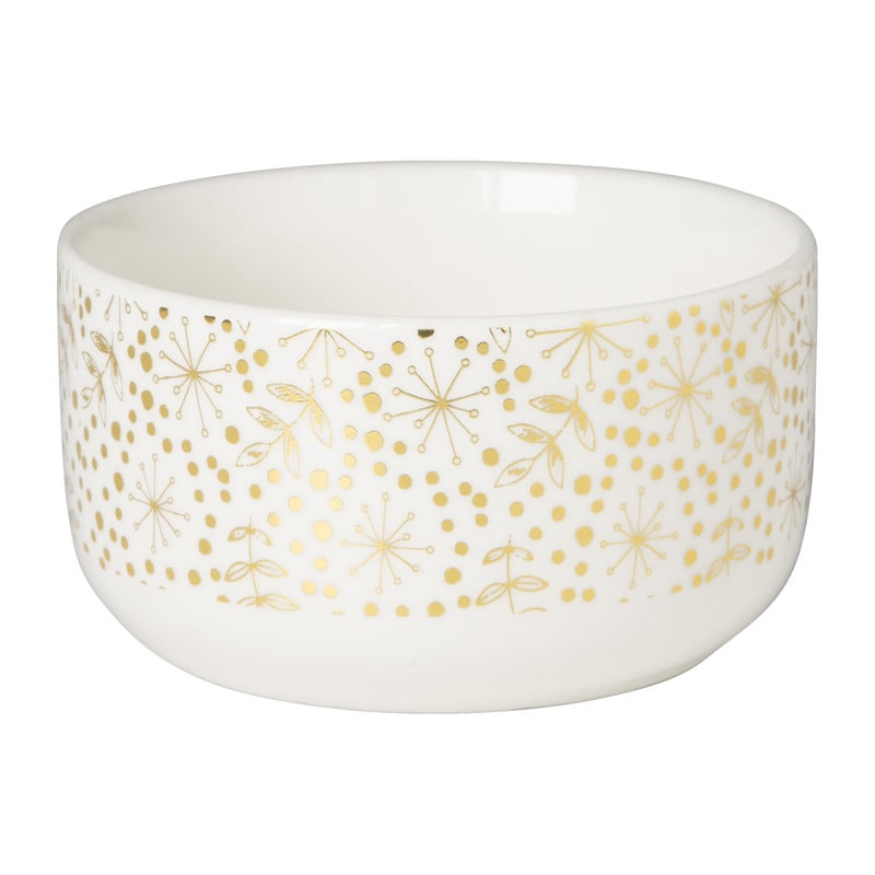 Schaaltje met gouden print - wit - ⌀11x6 cm 