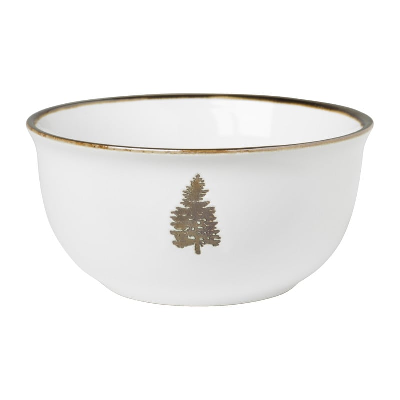 Schaaltje met gouden kerstboom - wit - ø13.5x6.5 cm 