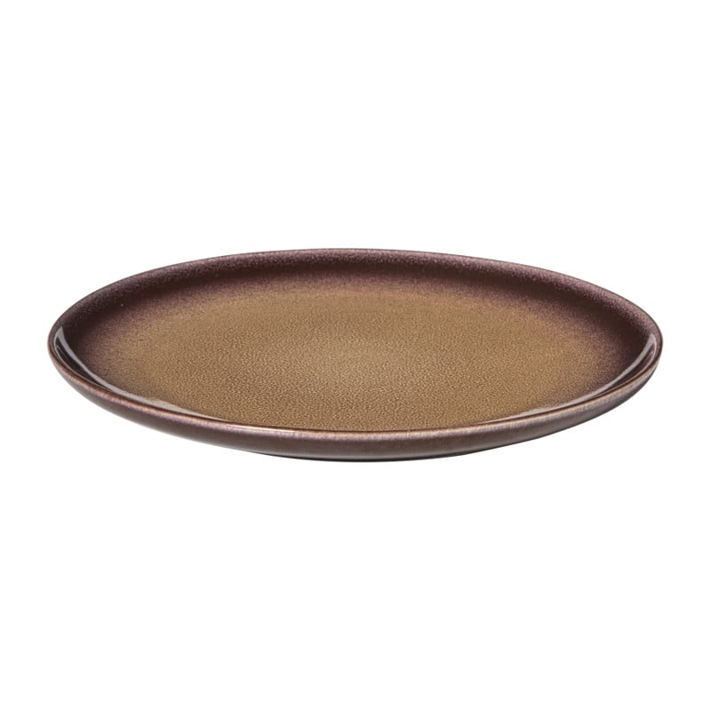 Ontbijtbord Olivia - bordeauxrood/beige - ø22x2 cm