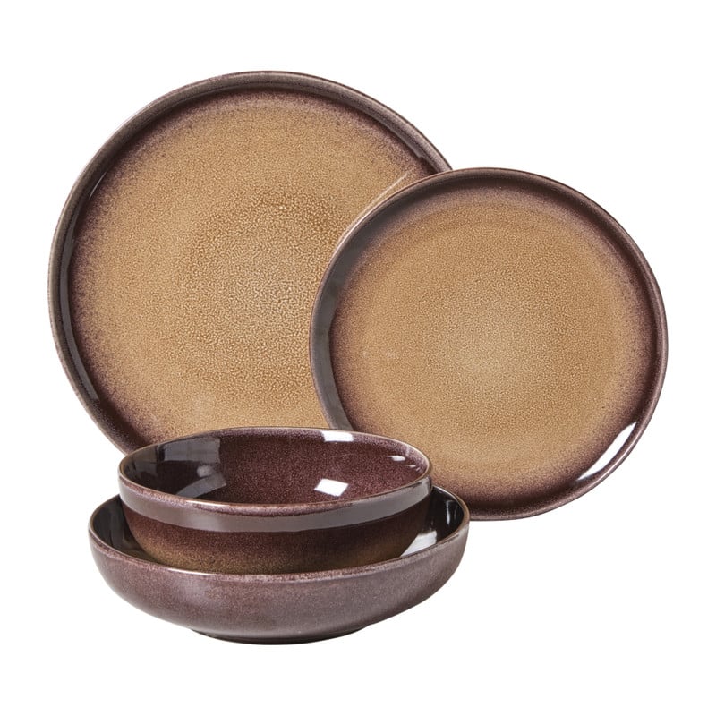 Dinerbord Olivia - bordeauxrood/beige - ø27.5x2.5 cm
