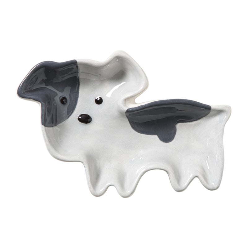 Theezakjeshouder hond frenchie - wit/grijs - 2.3x8 cm