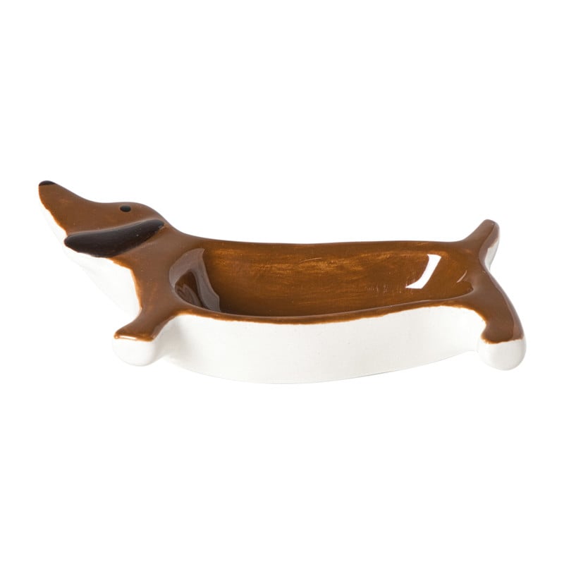Theezakjeshouder hond teckel - bruin - 2.3x8 cm