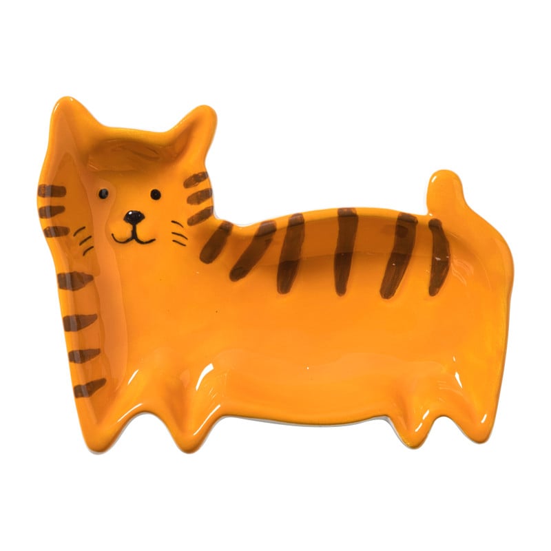 Theezakjeshouder kat - oranje/bruin - 2.3x8 cm