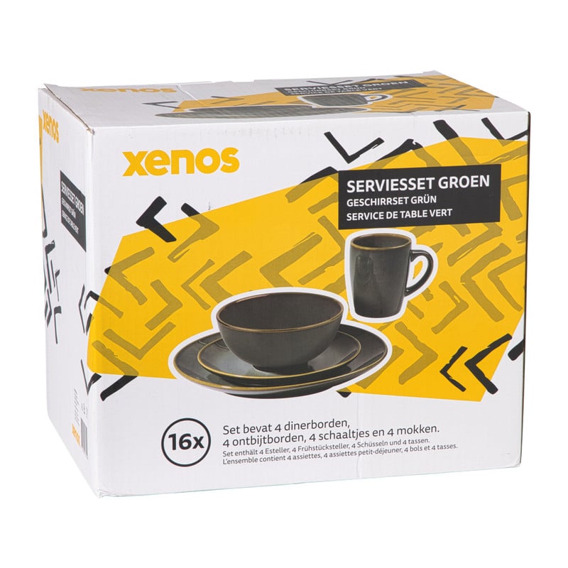Serviesset reactive glaze - groen - 16-delig