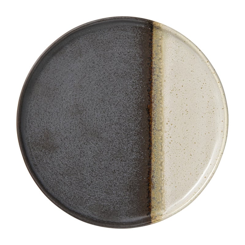 Ontbijtbord cortado - beige/zwart - ø20x1.5 cm