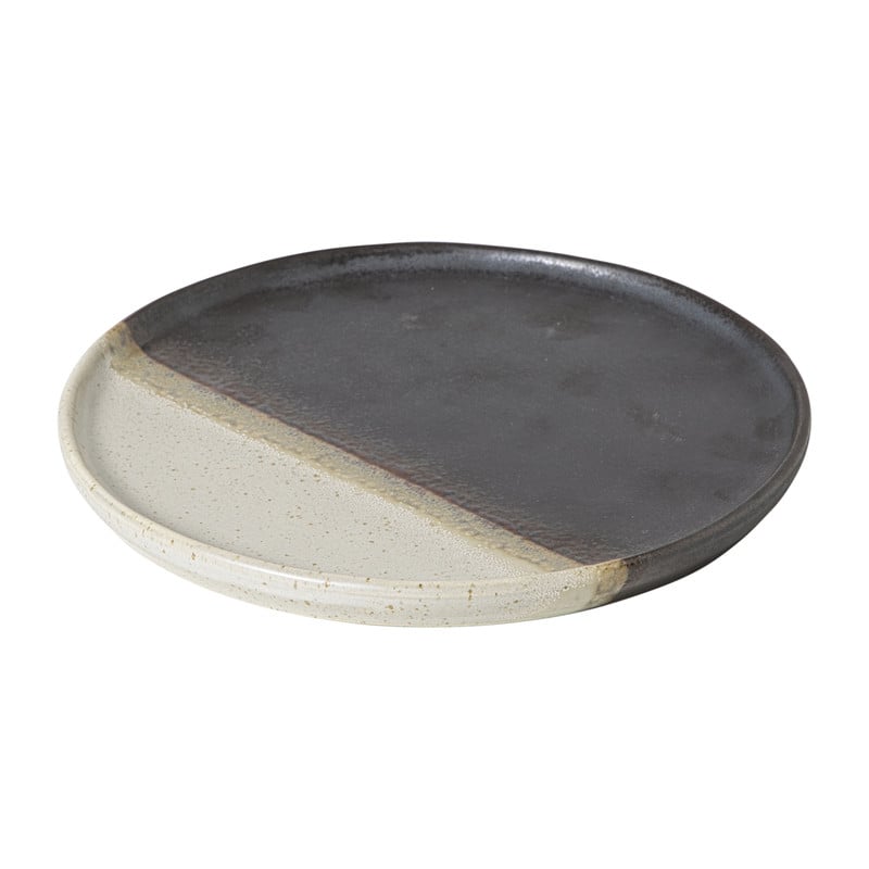 Ontbijtbord cortado - beige/zwart - ø20x1.5 cm
