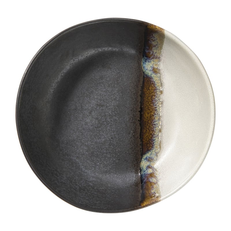 Diep bord cortado - beige/zwart - ø18x5.8 cm