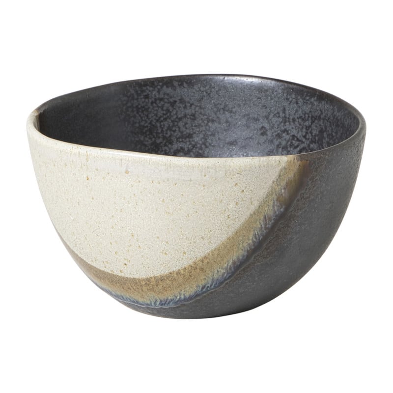 Schaaltje cortado groot - beige/zwart - ø15x6 cm