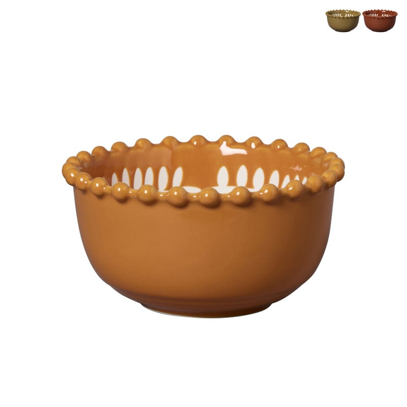 Schaaltje met bolletjesrand - ø12.2x6.3 cm - diverse varianten
