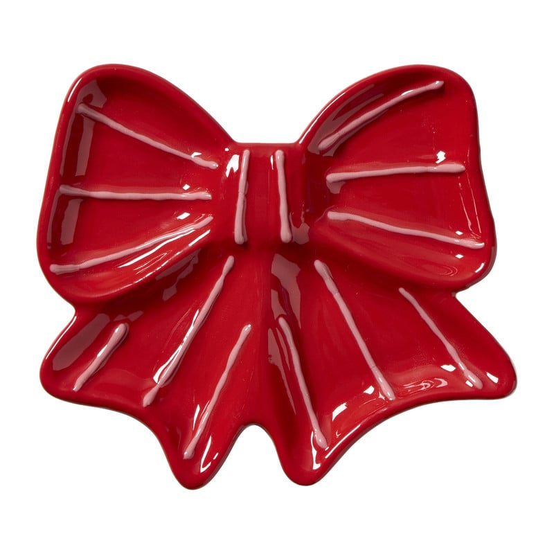 Schaaltje strik - rood/wit - 1.5x12x10 cm