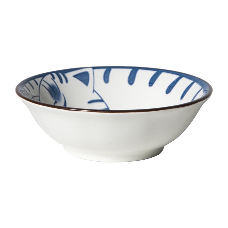 Schaaltje Mico kat groot - blauw/wit - ø10.8x3.7 cm
