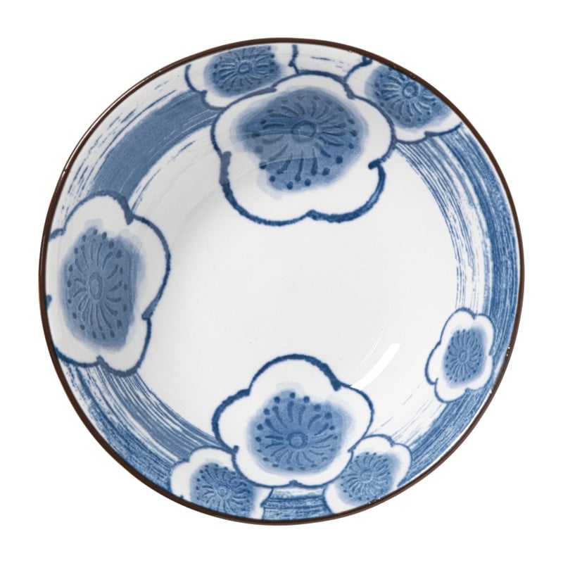 Schaaltje Mico bloemen groot - blauw/wit - ø10.8x3.7 cm