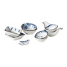 Schaaltje Mico met handvat bloemen - blauw/wit - 3x8x12.5 cm