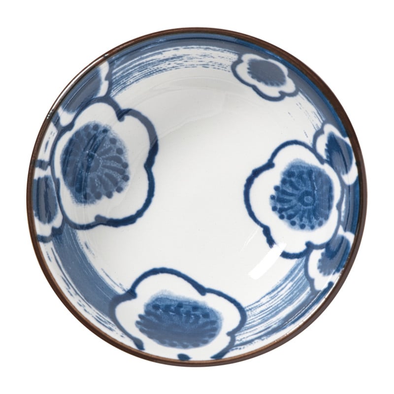 Schaaltje Mico bloemen klein - blauw/wit - ø8x3 cm