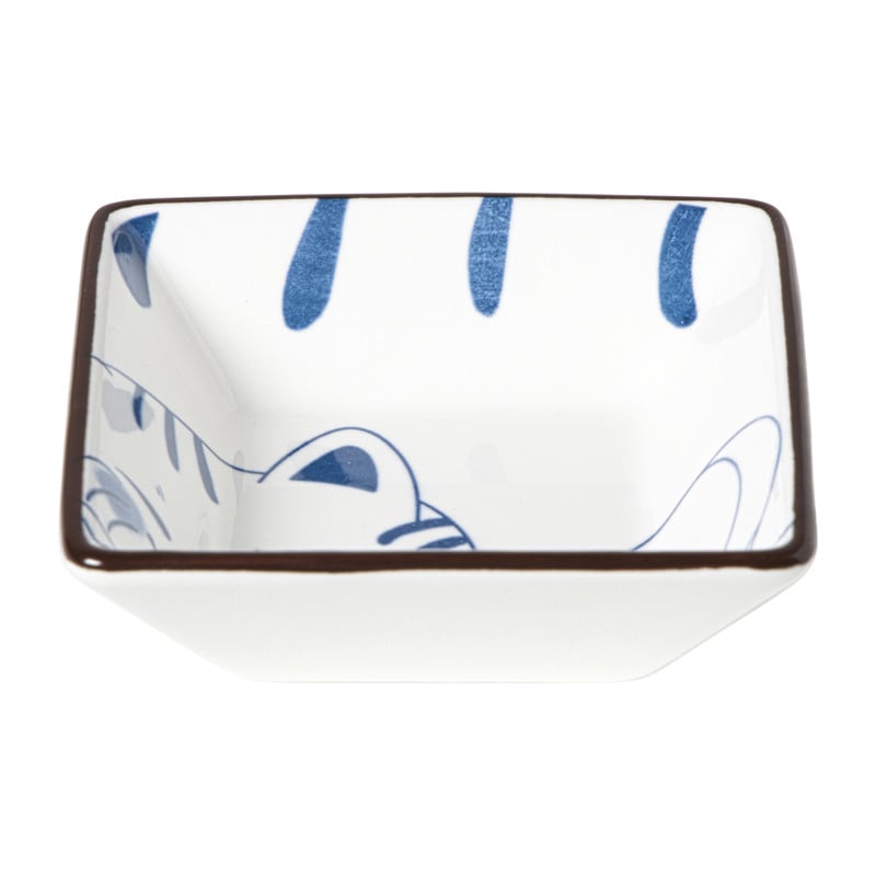 Schaaltje Mico kat klein - blauw/wit - 3x9.2x9.2 cm