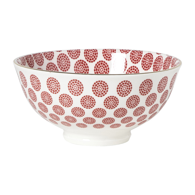 Schaaltje Mirna bloem klein - rood/wit - ø12x5.8 cm