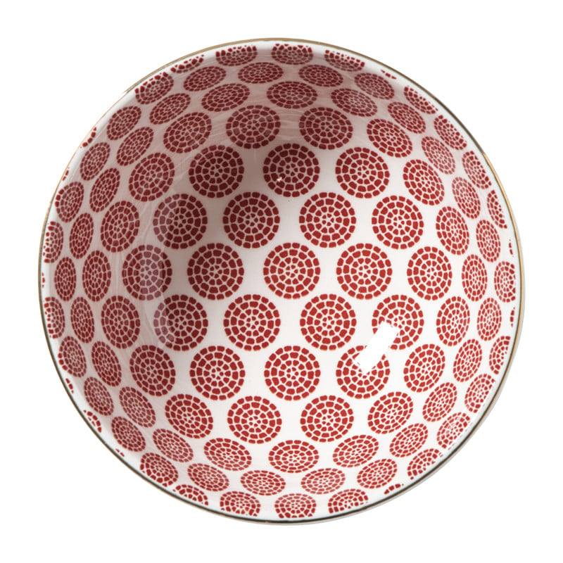 Schaaltje Mirna bloem klein - rood/wit - ø12x5.8 cm