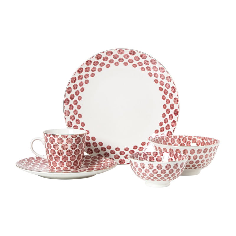 Schaaltje Mirna bloem klein - rood/wit - ø12x5.8 cm