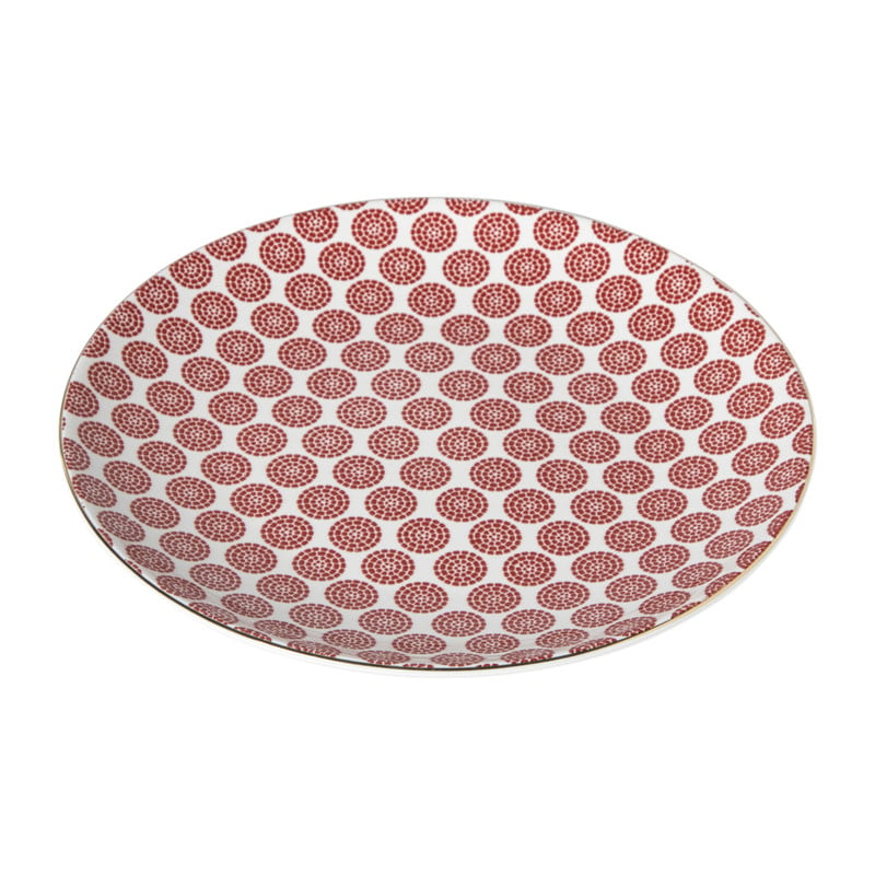 Ontbijtbord Mirna bloem - rood/wit - ø22x2 cm