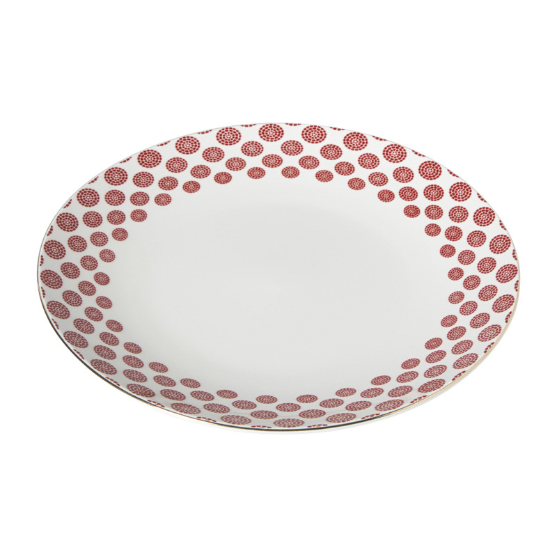 Dinerbord Mirna bloem - rood/wit - ø26.8x2.2 cm