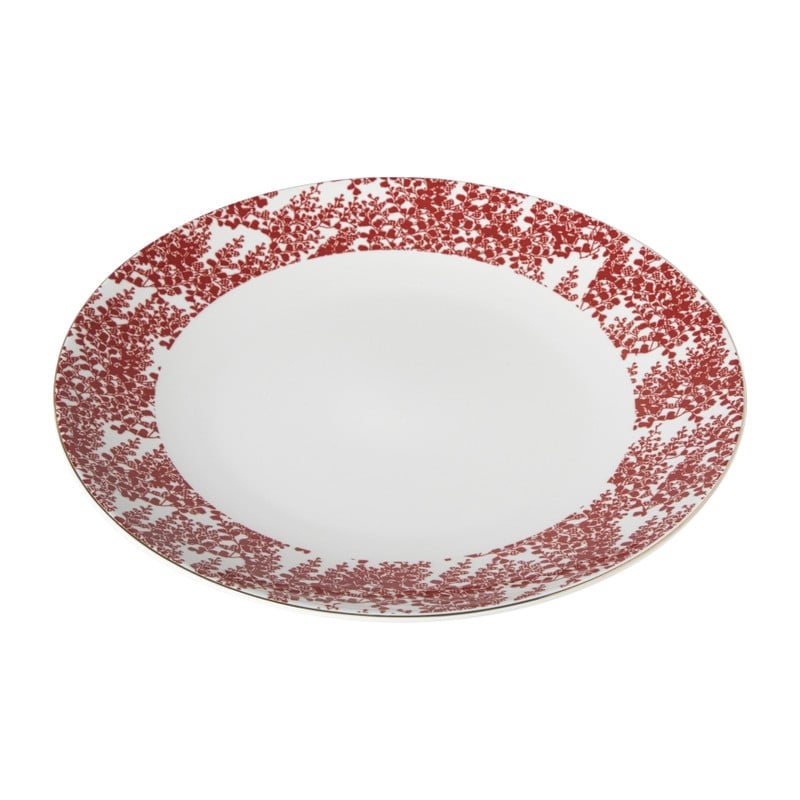 Dinerbord Mirna blaadjes - rood/wit - ø26.8x2.2 cm