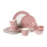 Dinerbord Mirna blaadjes - rood/wit - ø26.8x2.2 cm