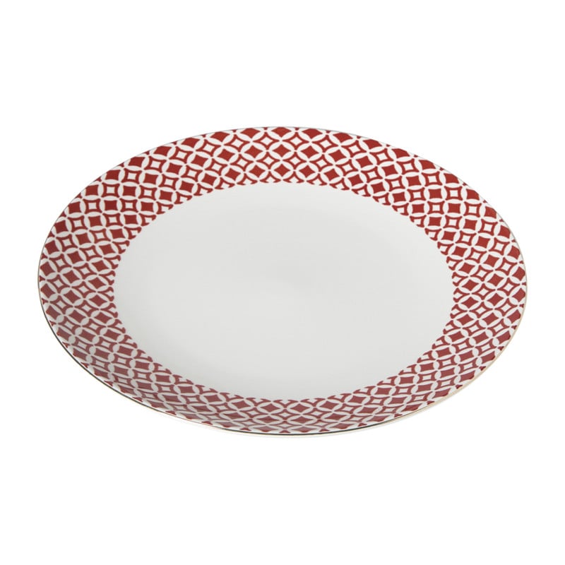 Dinerbord Mirna ruit - rood/wit - ø26.8x2.2 cm
