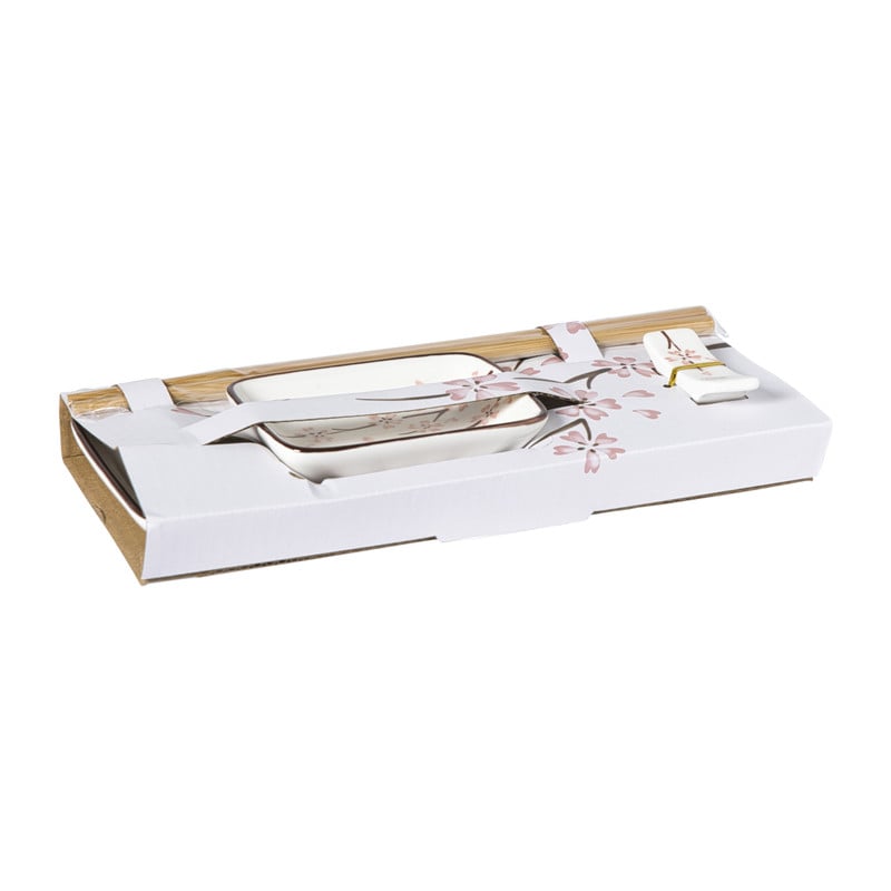 Sushi set - roze/wit - 4-delig