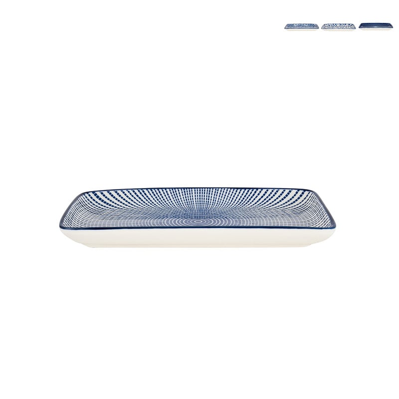 Bord rechthoekig blue print - diverse varianten - 20x11 cm