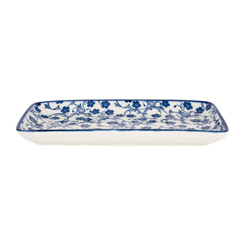 Bord rechthoekig blue print - diverse varianten - 20x11 cm