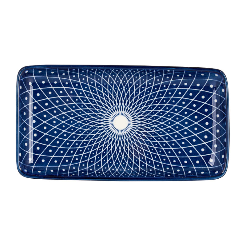 Bord rechthoekig blue print - diverse varianten - 20x11 cm