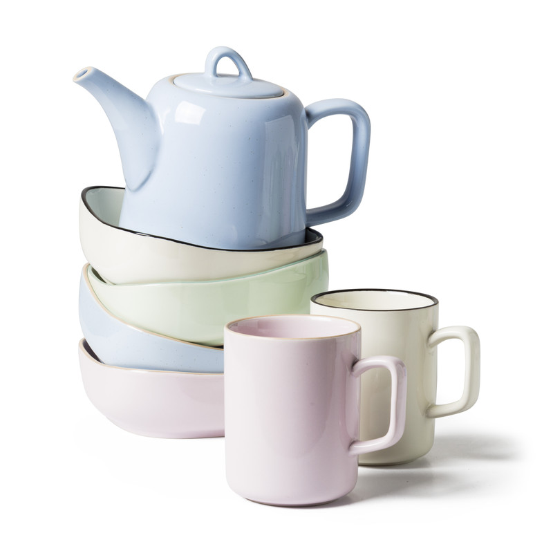Kom organic vierkant - roze - 15 cm