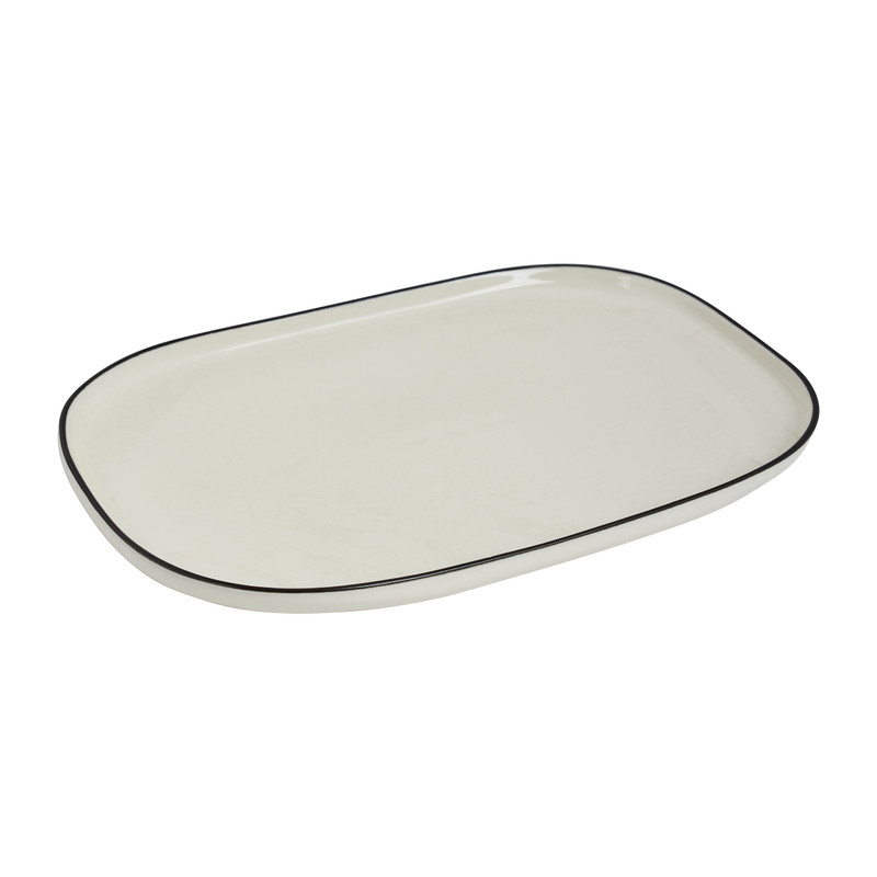 Bord organic - rechthoekig -  wit - 26,5x18 cm