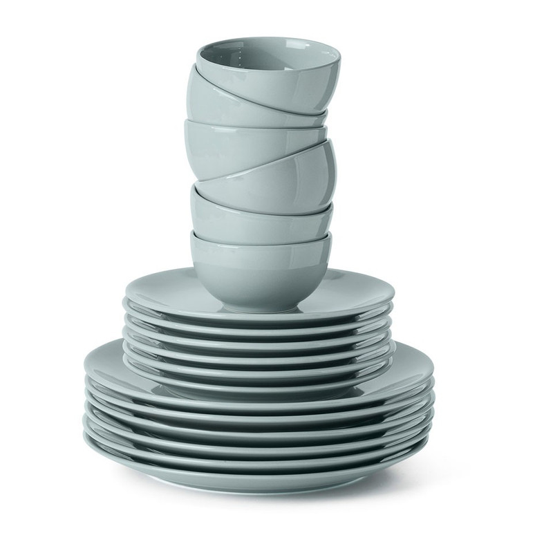 Servies basic - 18-delig - groengrijs
