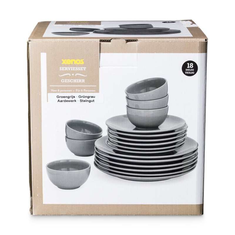Servies basic - 18-delig - groengrijs