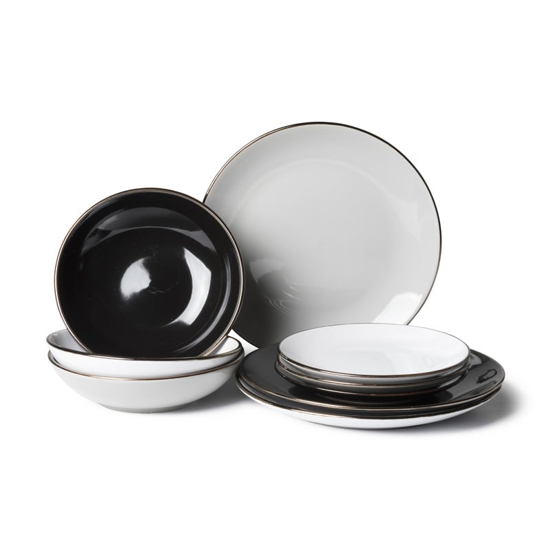 Diep bord goldline - grijs/goud - ø20x10 cm