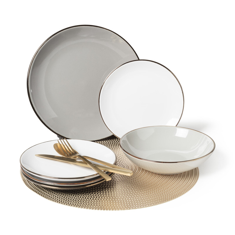 Dinerbord goldline - grijs/goud - ø27 cm