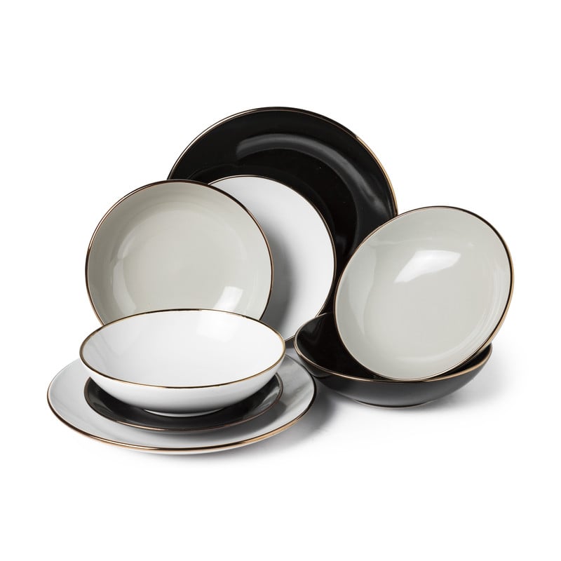 Dessert bord goldline - grijs/goud - ø19 cm
