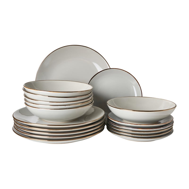 Serviesset goldline - grijs/goud - 18-delig - 6 persoons