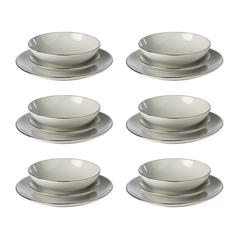 Serviesset goldline - grijs/goud - 18-delig - 6 persoons